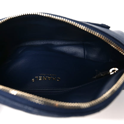 Caviar Quilted Filigree Waist Bag Blue
