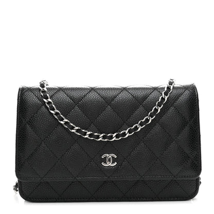 Caviar Quilted Wallet on Chain WOC Black
