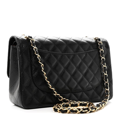 Caviar Quilted Jumbo Double Flap Black