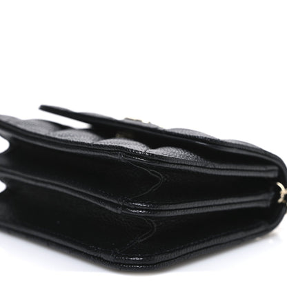 Caviar Quilted Mini Ribbon Wallet On Chain WOC Black