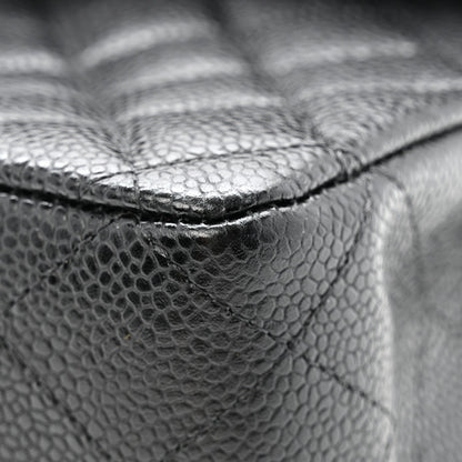 Caviar Quilted Medium Double Flap Black