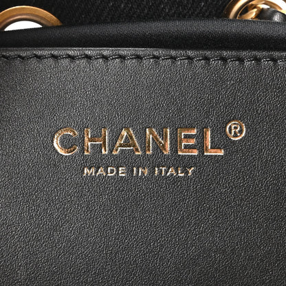 Washed Denim Quilted Mini Chanel 25 Handbag Black