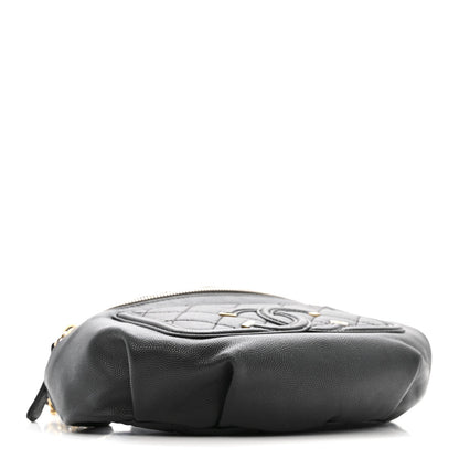 Caviar Quilted Filigree Waist Bag Black