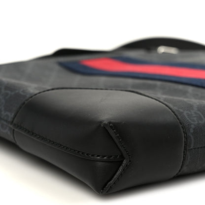 Soft GG Supreme Monogram Appia Calfskin Web East West Messenger Bag Black Grey