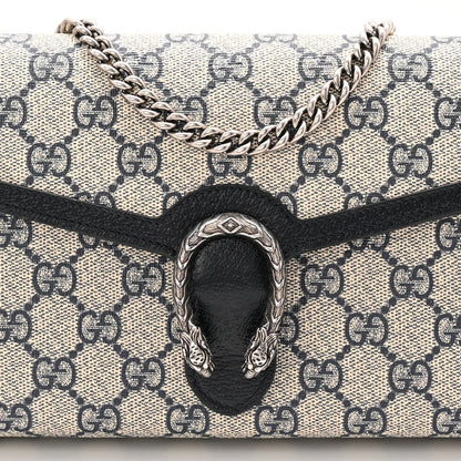 GG Supreme Monogram Textured Dollar Calfskin Mini Dionysus Chain Wallet Beige Blue