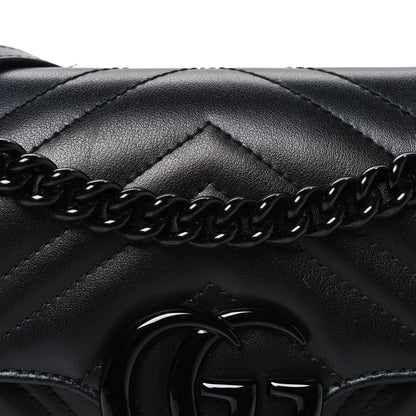 Calfskin Matelasse Monochrome Mini GG Marmont Shoulder Bag Black