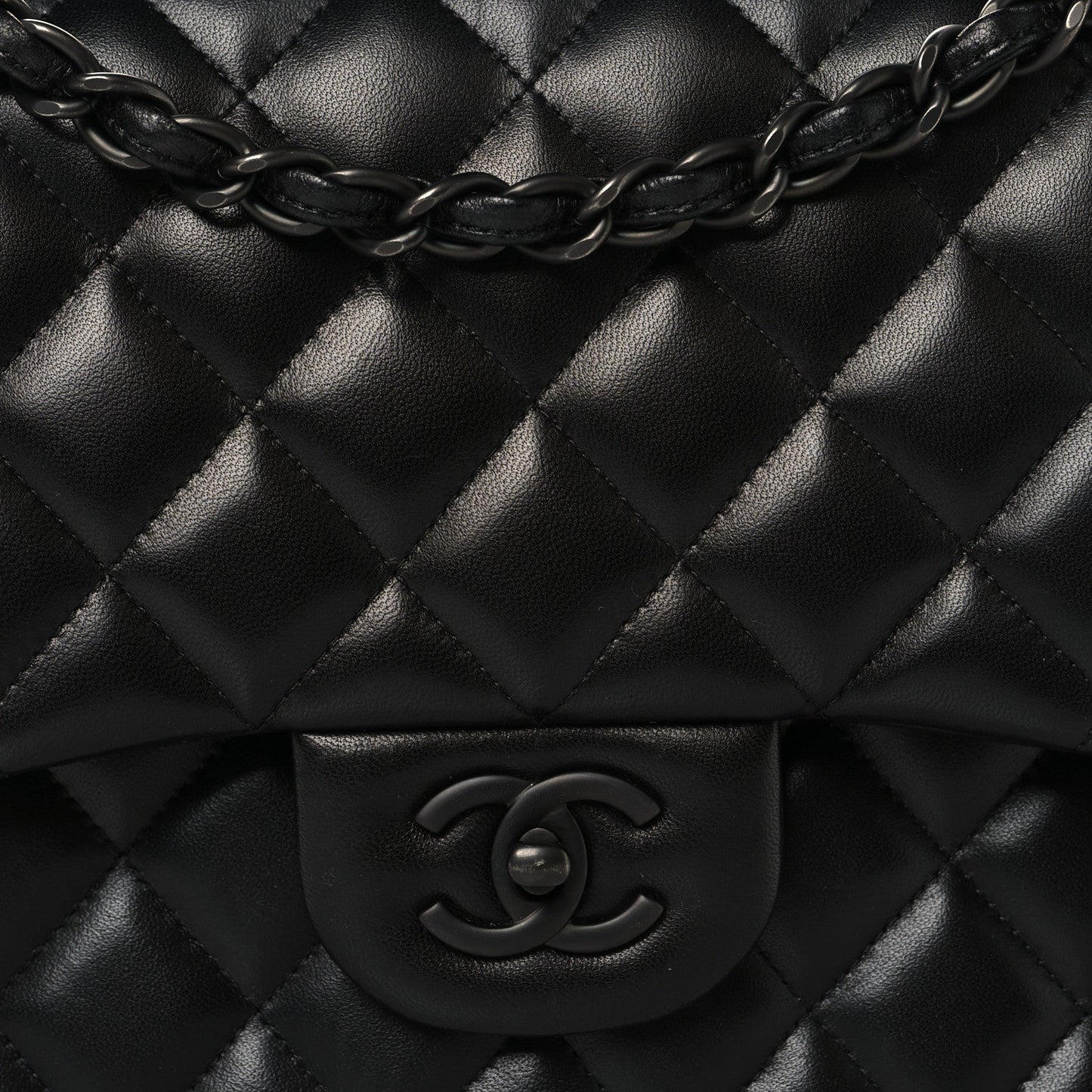 Lambskin Quilted Jumbo Double Flap So Black