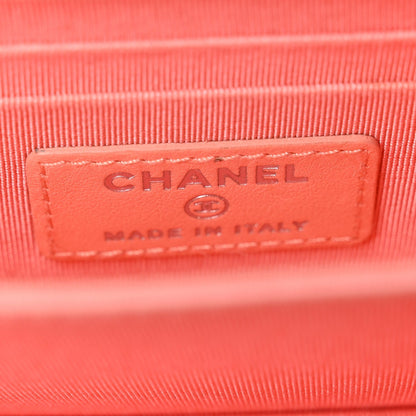 Caviar Quilted Mini Wallet On Chain WOC Coral