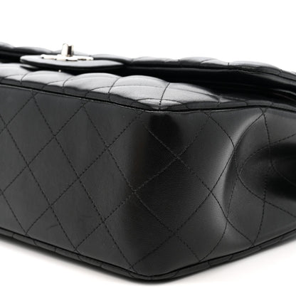 Lambskin Quilted Jumbo Double Flap Black