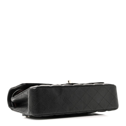 Caviar Quilted Medium Double Flap Black