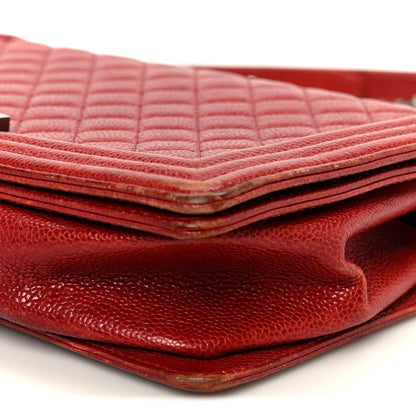 Caviar Quilted New Medium Boy Flap Dark Red