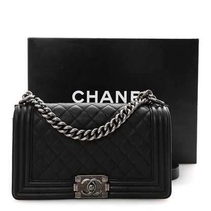 Caviar Quilted Medium Boy Flap Black