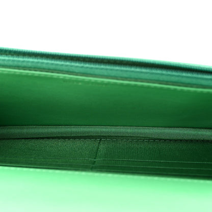 Shiny Goatskin Quilted Chanel 19 Wallet On Chain WOC Green