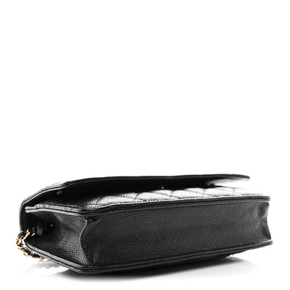 Caviar Quilted Wallet on Chain WOC Black