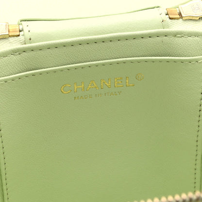 Lambskin Quilted Trendy Vanity Case Sea Green