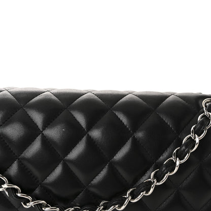 Lambskin Quilted Jumbo Double Flap Black
