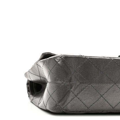 Metallic Aged Calfskin Quilted 2.55 Reissue 226 Flap Dark Grey
