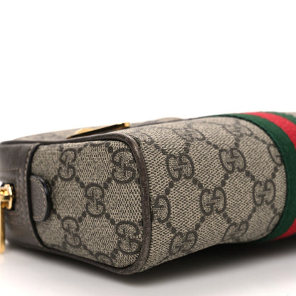 GG Supreme Monogram Web Small Ophidia Belt Bag 85 34 Dark Brown