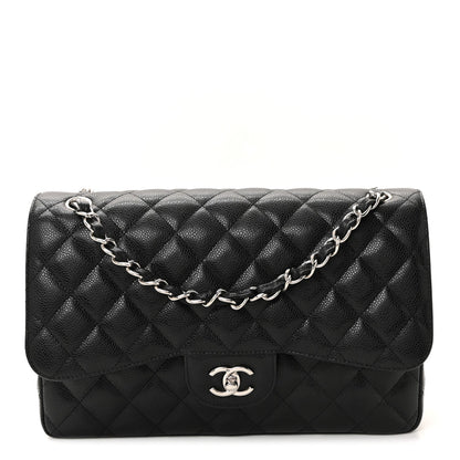 Caviar Quilted Jumbo Double Flap Black