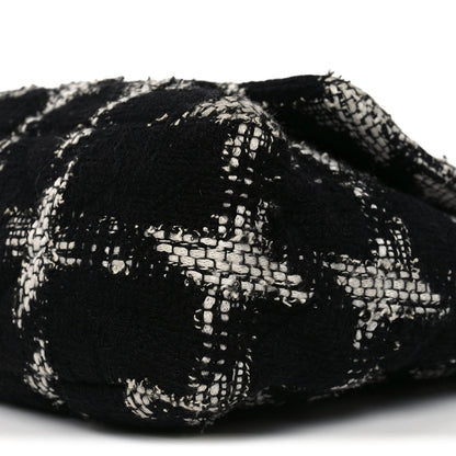 Tweed Quilted Maxi Chanel 19 Flap Black White