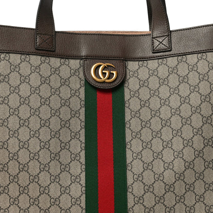 GG Supreme Monogram Web Large Ophidia Vertical Shopping Tote Brown
