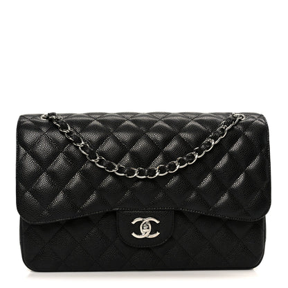 Caviar Quilted Jumbo Double Flap Black