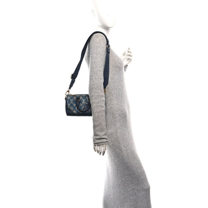 X NIGO Taurillon Monogram Denim Drip Keepall XS Blue