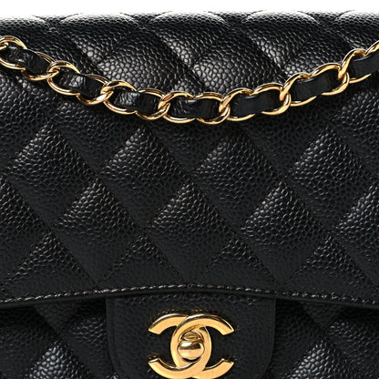 Caviar Quilted Medium Double Flap Black