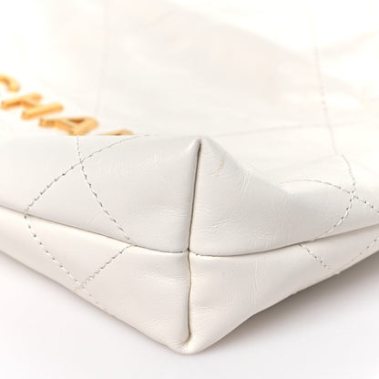Shiny Calfskin Quilted Mini Chanel 22 White