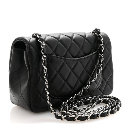 Lambskin Quilted Mini Rectangular Flap Black