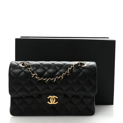 Caviar Quilted Small Double Flap Black