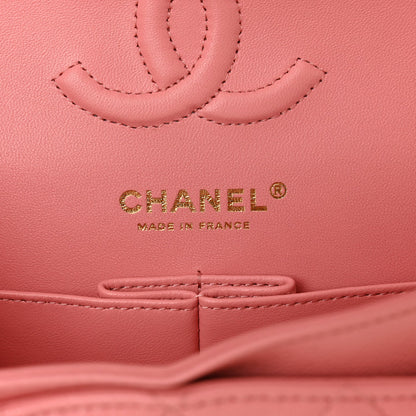 Caviar Quilted Small Double Flap Light Pink