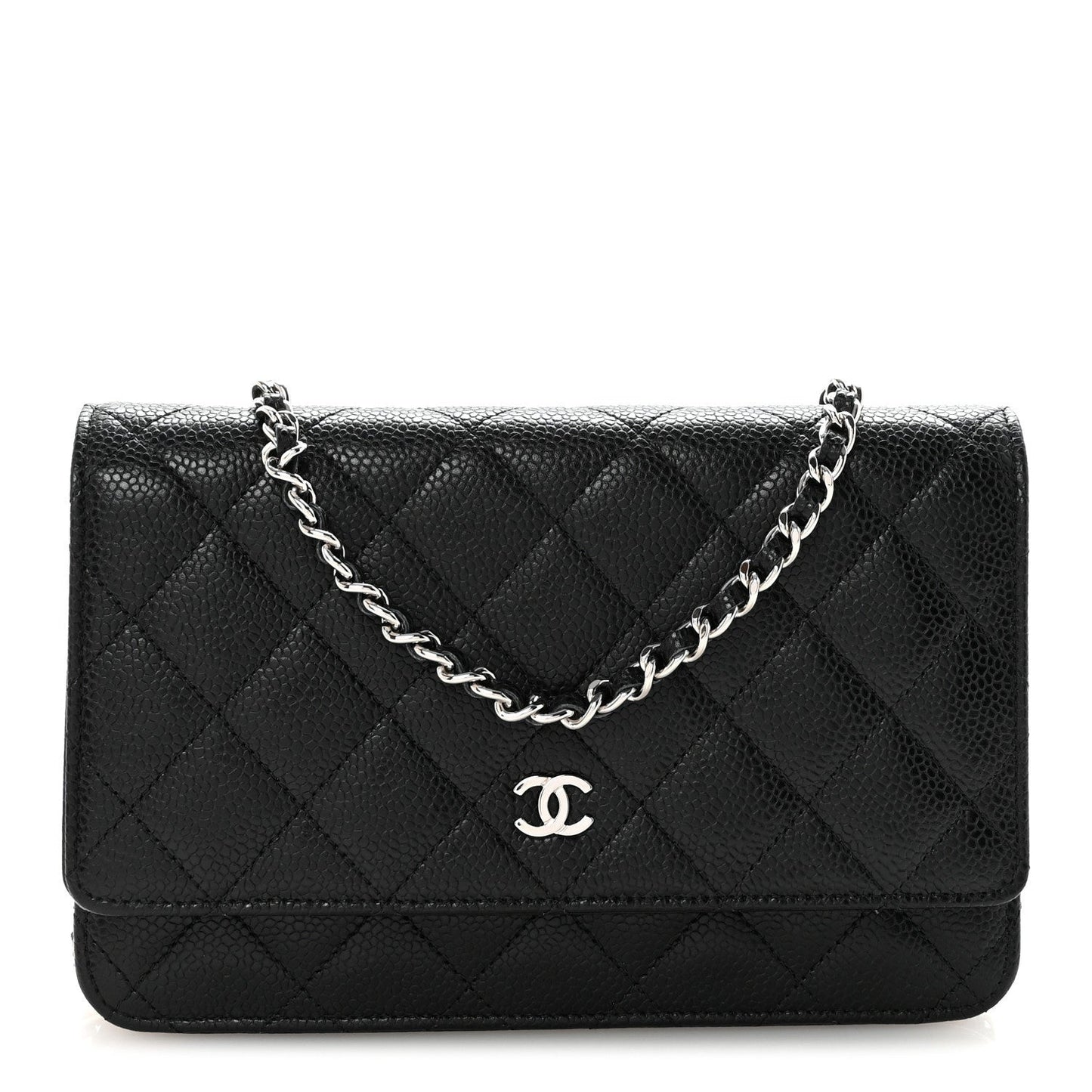 Caviar Quilted Wallet on Chain WOC Black