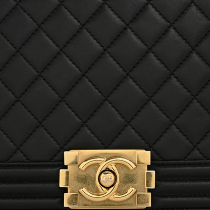 Lambskin Quilted New Medium Boy Flap Black