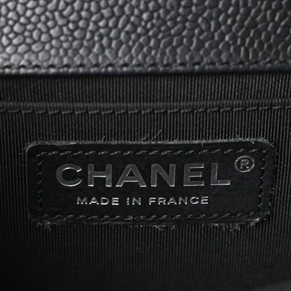 Caviar Chevron Quilted Medium Boy Flap Black