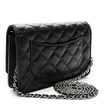 Caviar Quilted Wallet on Chain WOC Black