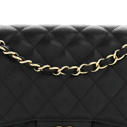 Caviar Quilted Jumbo Double Flap Black