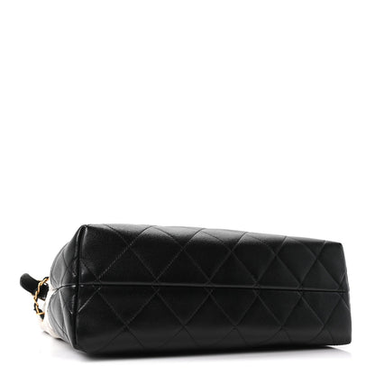 Suede Calfskin Shiny Lambskin Quilted Small Coco Base Shopping Bag Grey Black
