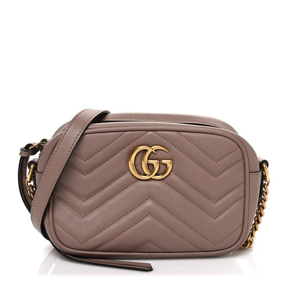 Calfskin Matelasse Mini GG Marmont Chain Shoulder Bag Porcelain Rose