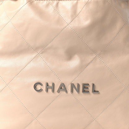Shiny Calfskin Quilted Small Chanel 22 Ecru