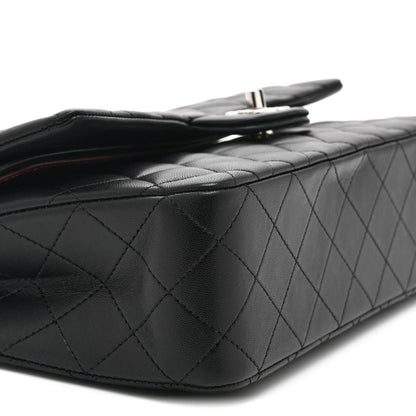 Lambskin Quilted Medium Double Flap Black