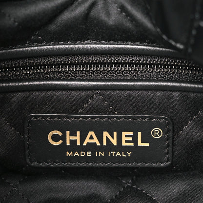 Shiny Calfskin Quilted Chanel 22 Backpack Black