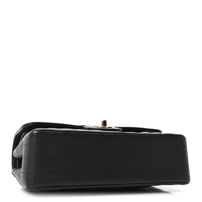 Caviar Chevron Quilted Small Double Flap Black