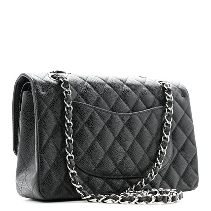 Caviar Quilted Medium Double Flap Black