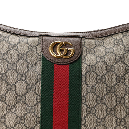GG Supreme Monogram Web Ophidia Half Moon Hobo Brown