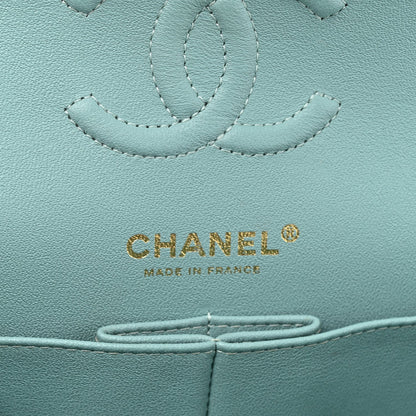 Caviar Quilted Small Double Flap Light Blue