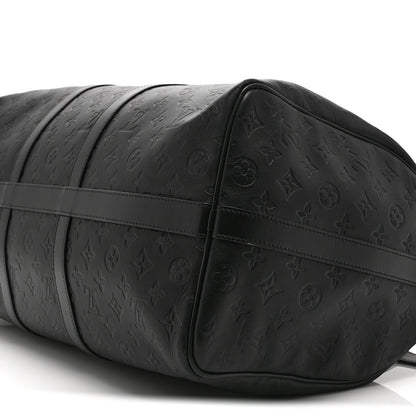 Calfskin Shadow Monogram Keepall Bandouliere 50 Black