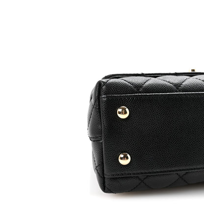 Caviar Quilted Mini Coco Handle Flap Black