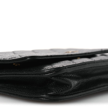 Caviar Quilted Wallet on Chain WOC Black