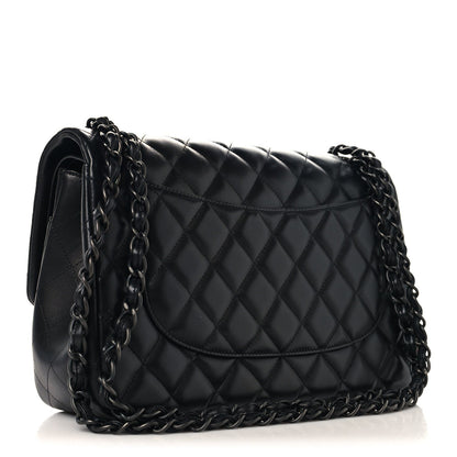 Lambskin Quilted Jumbo Double Flap So Black